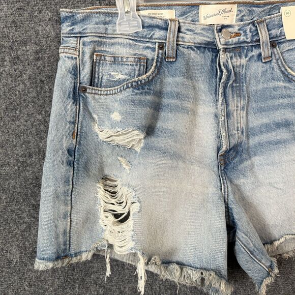 Universal Thread NWT Denim 90’s Baggy Shorts Destroyed Sz 10 Hi-Rise Cotton - Picture 2 of 11